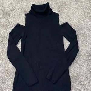 Cold shoulder turtle neck sweater